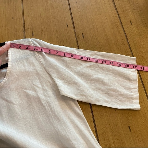 Baci Women’s Linen White Oversized Midi Dress Italy Pockets Beach Resort M-L - Picture 13 of 14